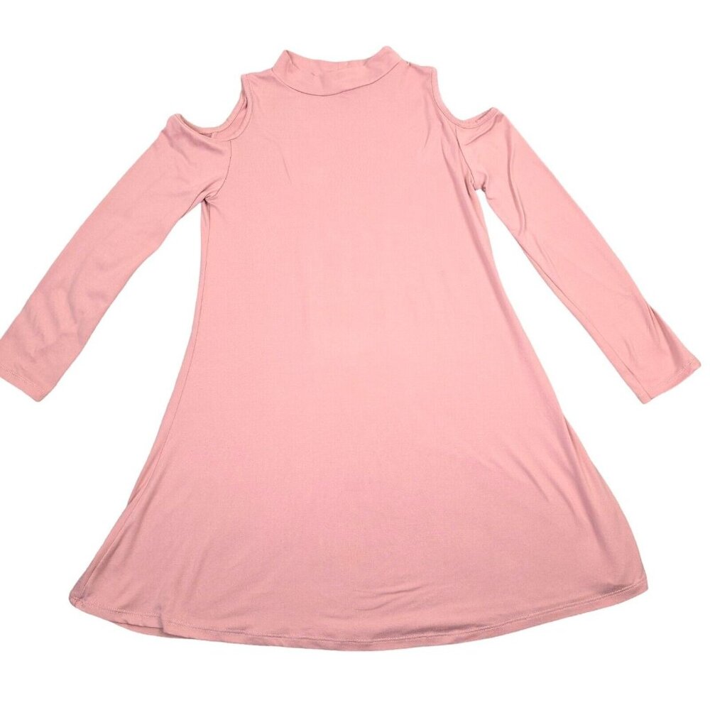 Btween Dress Womens Size 10 Pink Cold Shoulder Mock Neck Mini Stretch Y2K Pastel